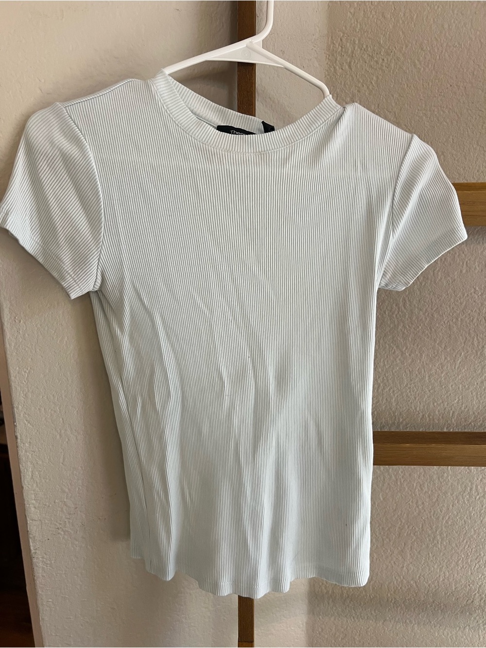 Theory White Ribbed Short Sleeve Tee